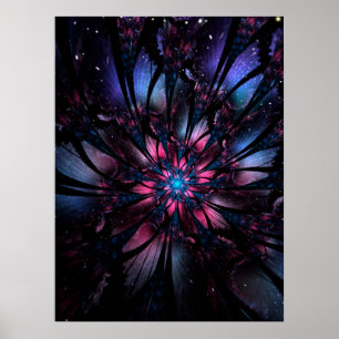 Poster design de flor fractal abstrato.