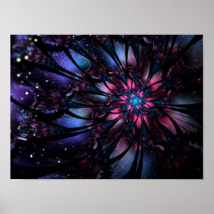 Poster design de flor fractal abstrato.