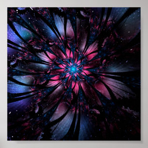 Poster design de flor fractal abstrato.