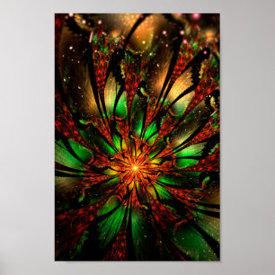 Poster design de flor fractal abstrato
