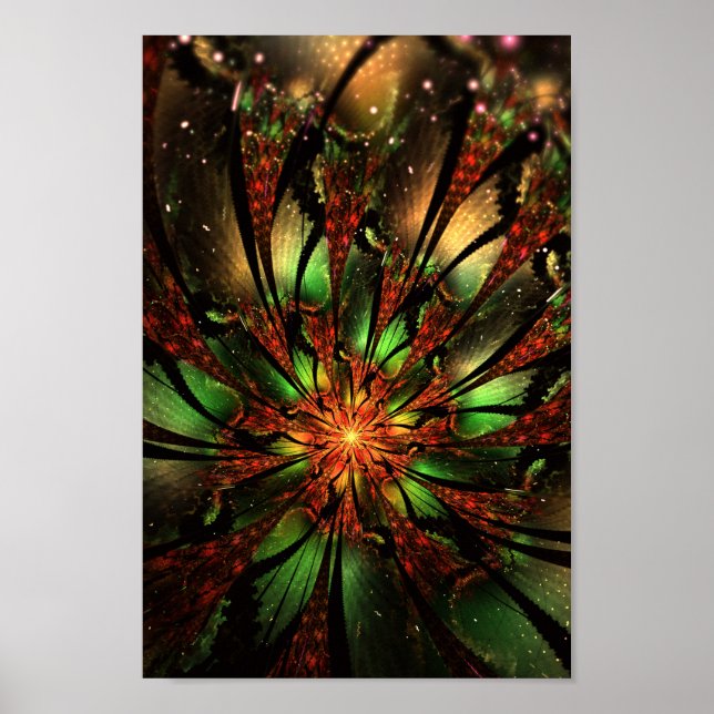 Poster design de flor fractal abstrato (Frente)