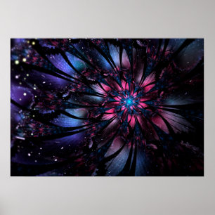 Poster design de flor fractal abstrato.