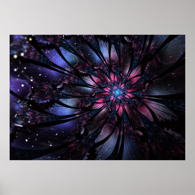 Poster design de flor fractal abstrato. (Frente)