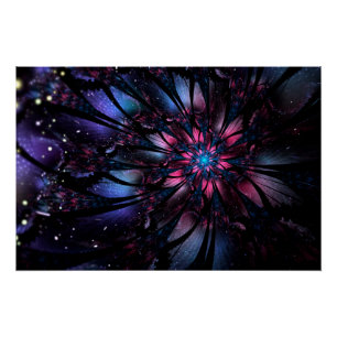 Pôster design de flor fractal abstrato.