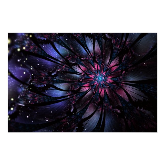 Pôster design de flor fractal abstrato. (Frente)