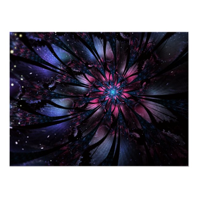 Pôster design de flor fractal abstrato. (Frente)