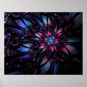 Poster design de flor fractal abstrato.