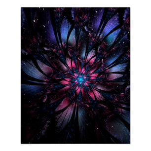 Pôster design de flor fractal abstrato.