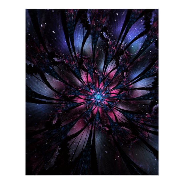 Pôster design de flor fractal abstrato. (Frente)