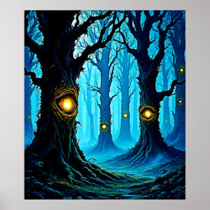 Poster Design de Floresta de Olhos de Fantasia Sombria