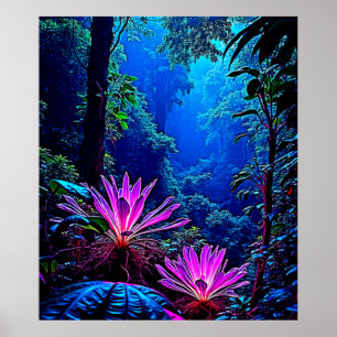 Poster Design de Floresta Mística Glowing Jungle