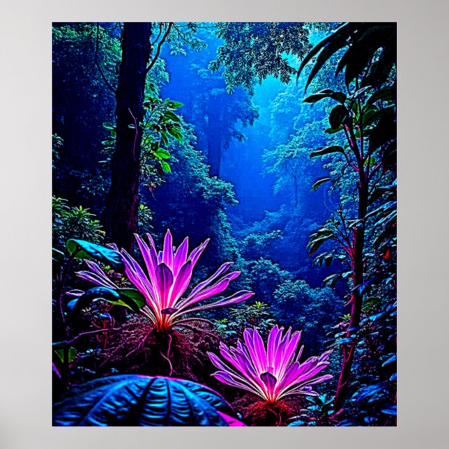 Poster Design de Floresta Mística Glowing Jungle (Frente)