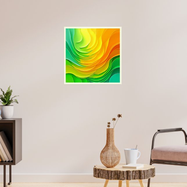 Poster Design de Fluxo de Energia de Cor Abstrata (Sala de Estar 3)