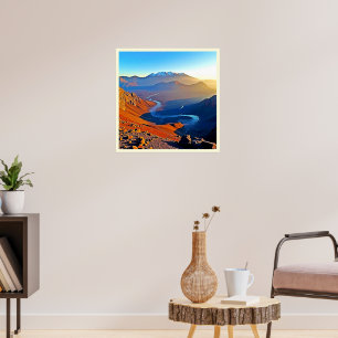 Poster Design de Fluxo do Vale da Montanha Majestosa