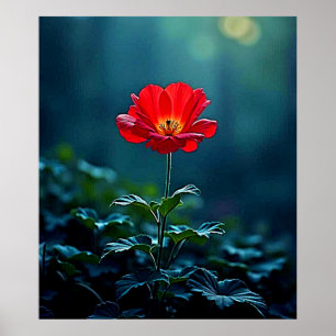 Poster Design de Foco de Flor Vermelha Única