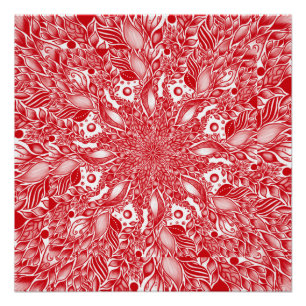 Pôster Design de folha floral vermelha