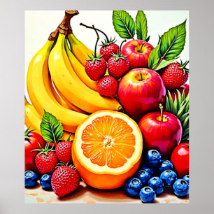 Poster Design de Fruta de Delícia de Fresca Vibrante