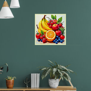 Poster Design de Fruta de Delícia de Fresca Vibrante