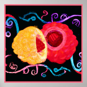 Poster Design de Fruta de Neon Tropical Vibrante