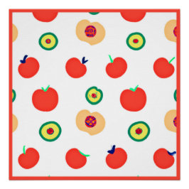 Pôster Design de Fruta de Padrões de Maçãs Vibrantes