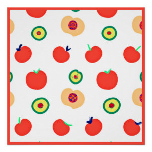 Pôster Design de Fruta de Padrões de Maçãs Vibrantes