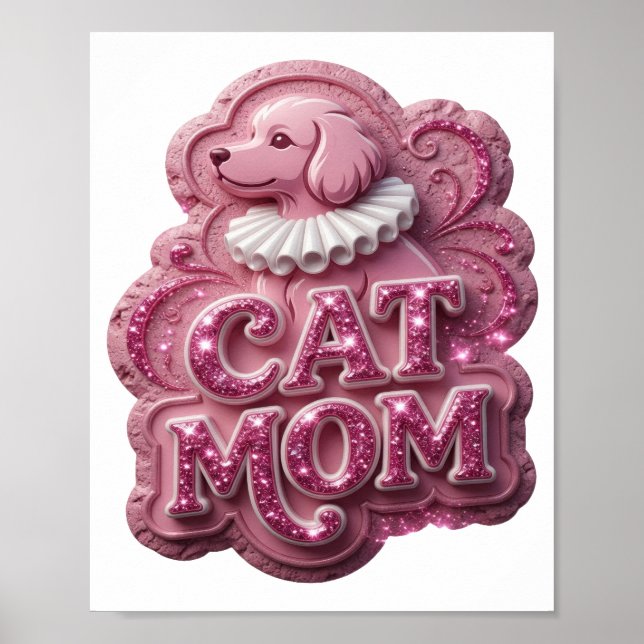 Poster Design de GATINHA MÃE em Rosa Intenso (Frente)