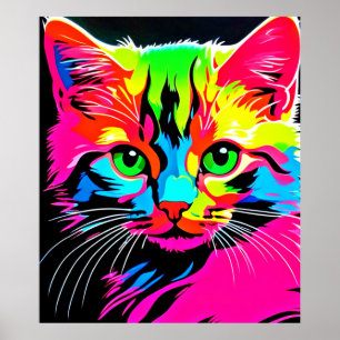 Poster Design de Gato Colorido