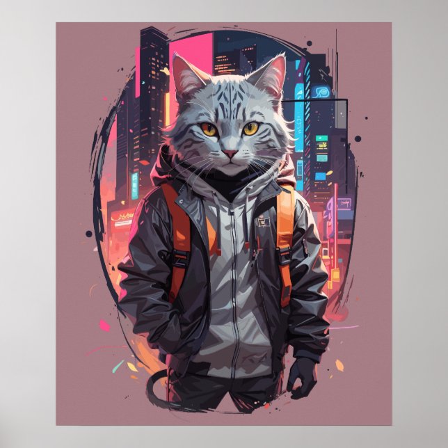 Poster Design de Gato de Rua Urbana (Frente)