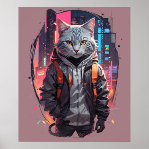 Poster Design de Gato de Rua Urbano