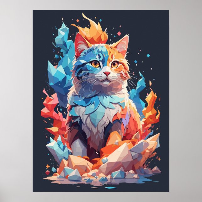 Poster Design de Gato Fantástico de Cristal Bonito (Frente)