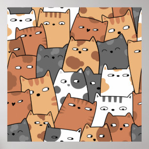 Poster design de gatos ilustrados