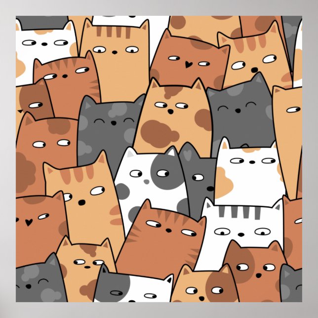 Poster design de gatos ilustrados (Frente)