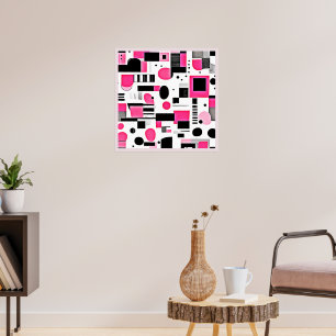 Poster Design de Geometria Rosa Pop Art