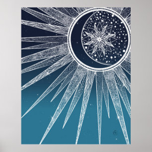 Poster Design de Gradiente Azul Mandala