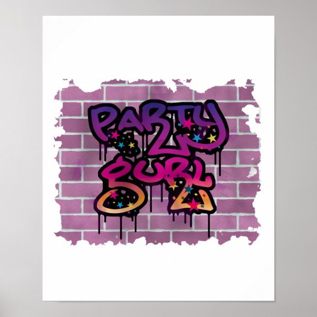 Poster design de grafite de gurl partidário (menina) (Frente)