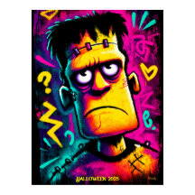 Design de Halloween retrô Frankenstein néon person