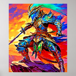 Poster Design de Herói Armado Vibrante