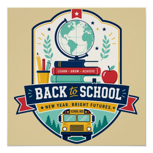 Pôster Design de Insígnia de Volta às Aulas (Frente)