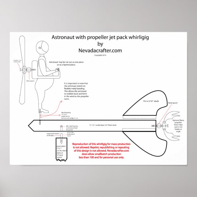 Pôster Design de laço de mochila a jato astronauta (Frente)