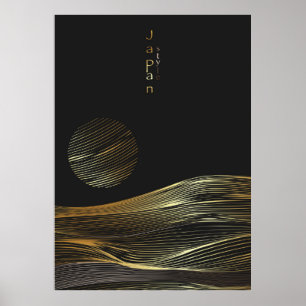 Poster Design de layout de montanha em estilo oriental