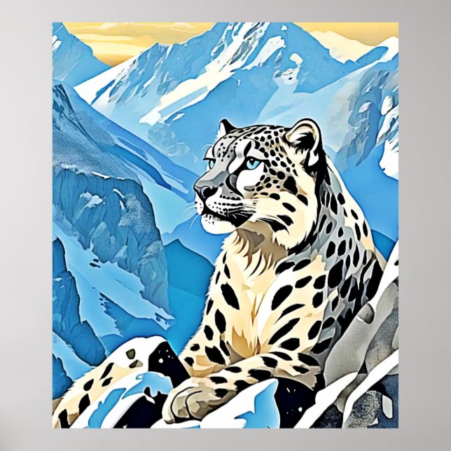 Poster Design de Leopardo de Neve Selvagem (Frente)