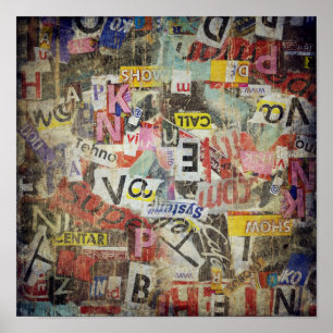 Poster Design de letras rasgado moderno do jornal