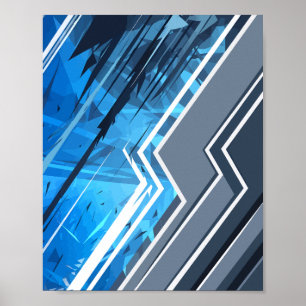 Poster Design de Listras Geométricas Abstrato Azul Dinâmi