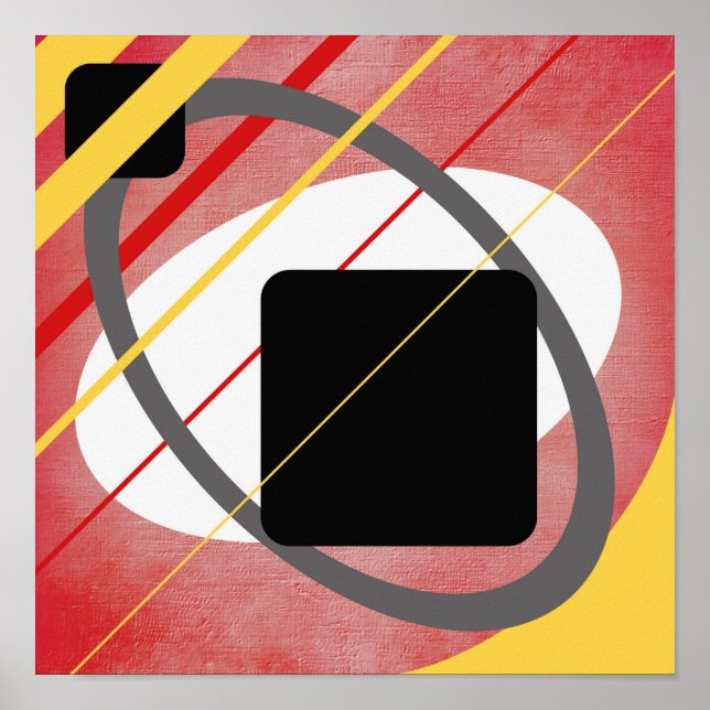 Pôster Design de Lona Geométrico Amarelo e Vermelho Poste (Frente)
