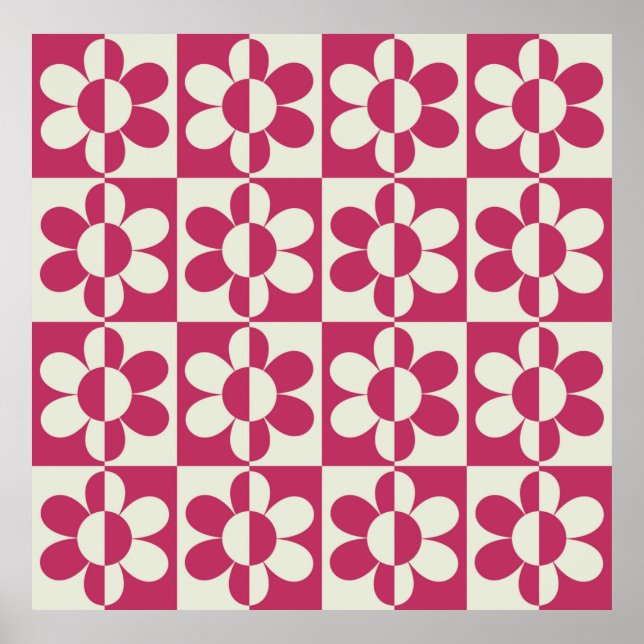 Poster Design de mangueira sem costura com margarida vint (Frente)