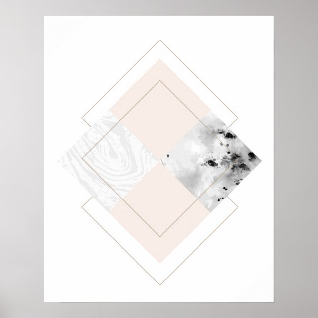 Poster Design de mármore geométrico (Frente)