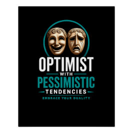 Pôster Design de Máscara da Dualidade Otimista vs Pessimi