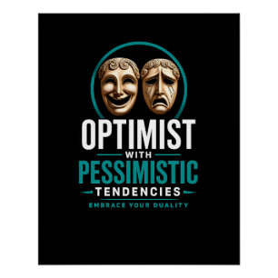 Pôster Design de Máscara da Dualidade Otimista vs Pessimi