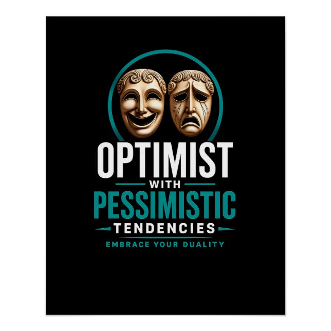 Pôster Design de Máscara da Dualidade Otimista vs Pessimi (Frente)