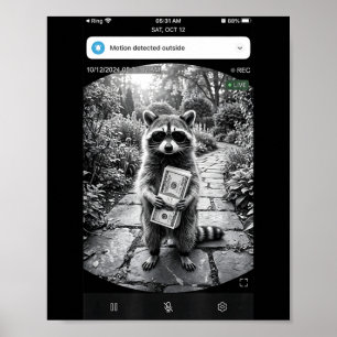 Poster Design de meme de câmera de porta Raccoon Cash